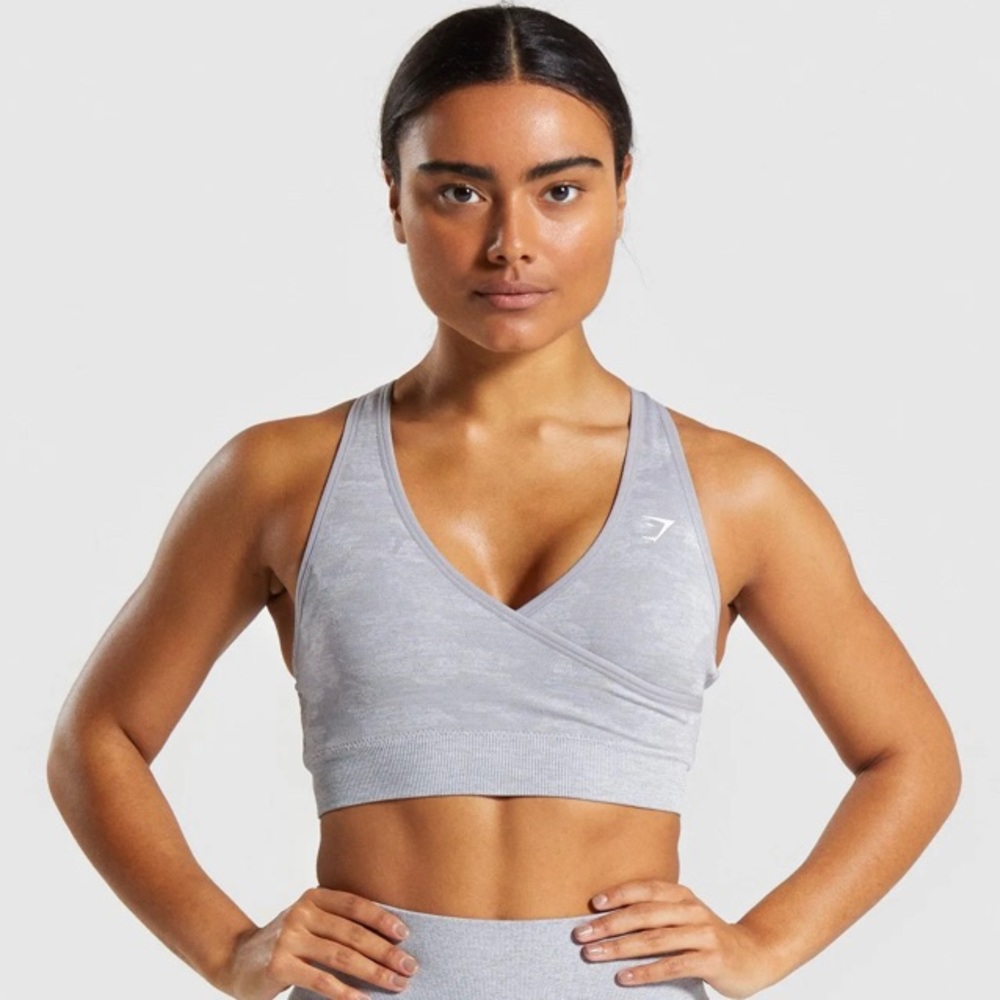 Gymshark light grey camo  sports bra
